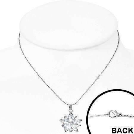 Feshionn IOBI Necklaces "Frozen" Cubic Zirconia Snowflake Pendant Necklace