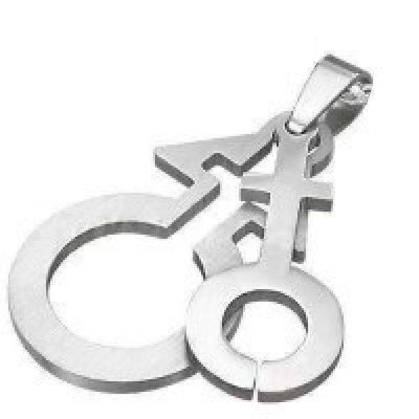 Feshionn IOBI Necklaces Gender Identity Symbols Stainless Steel 2 Piece Pendant Necklace