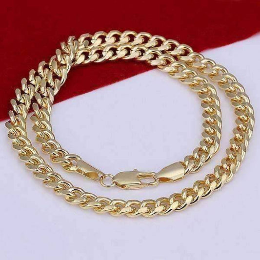 Feshionn IOBI Necklaces Gold 18k Gold Plated Men's Cuban Curb Link Chain Necklace