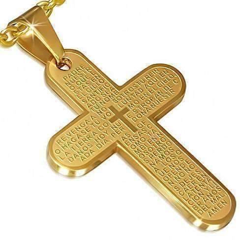 Feshionn IOBI Necklaces gold 18k Gold Plated Prayer Cross Pendant 18k Gold Plated Prayer Cross Necklace