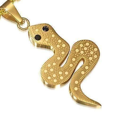 Feshionn IOBI Necklaces Gold CLEARANCE - Lucky Strike Snake Necklace Pendant 18k Gold over Stainless Steel