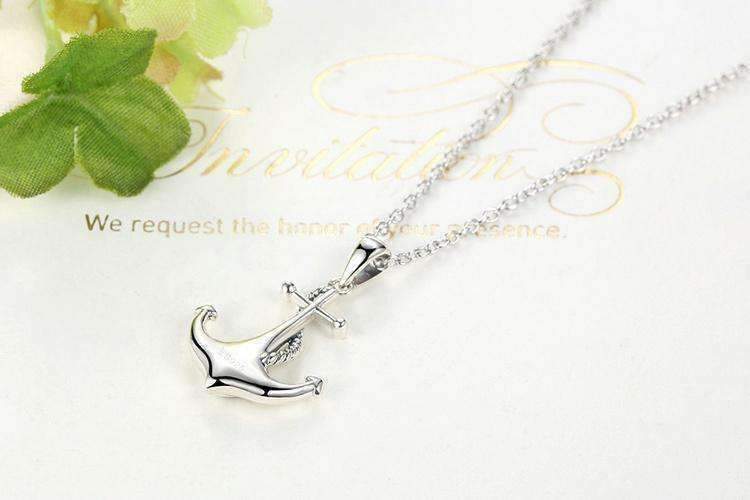 Feshionn IOBI Necklaces Heart Of The Sea Sterling Silver Anchor Necklace