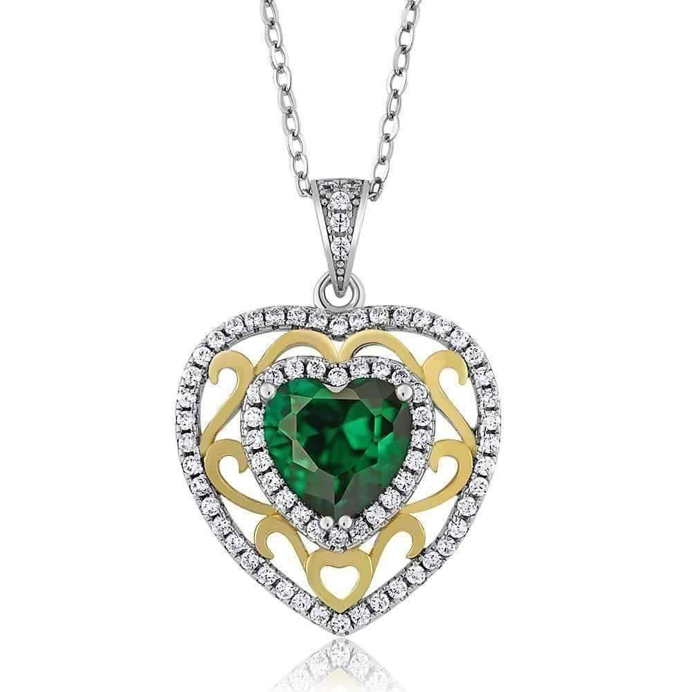 Feshionn IOBI Necklaces Heart Pendant ON SALE - Romance Green Nano Emerald Heart IOBI Precious Gems Pendant Necklace