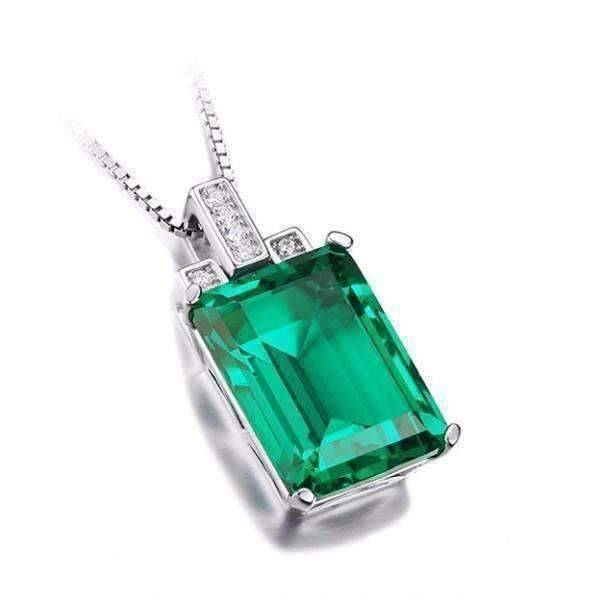 Feshionn IOBI Necklaces Heritage 9CT Emerald Cut Simulated Russian Emerald IOBI Precious Gems Pendant