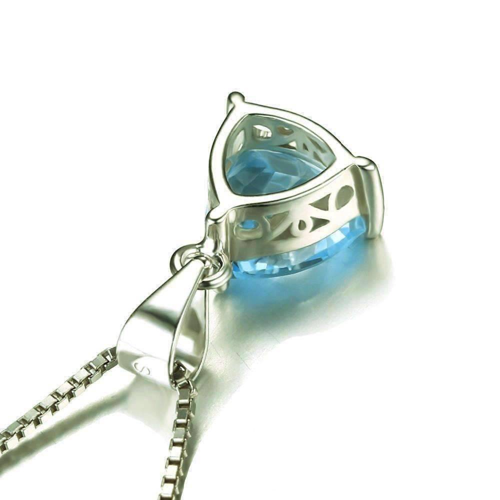 Feshionn IOBI Necklaces Ice Blue Genuine Topaz Trillion Cut 2.2CT IOBI Precious Gems Pendant Necklace