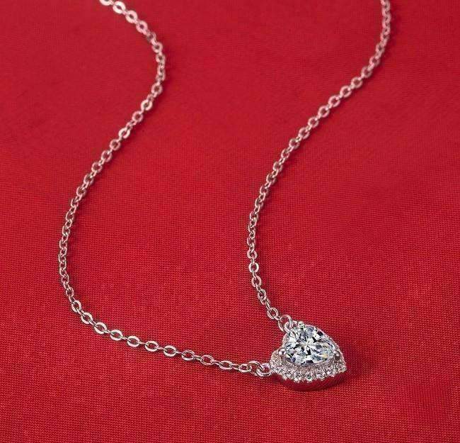 Feshionn IOBI Necklaces Isabella 1CT Heart Halo IOBI Cultured Diamond Solitaire Pendant