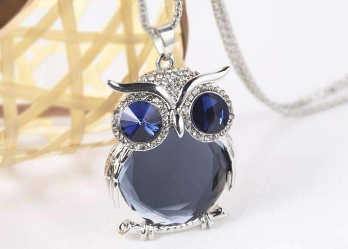 Feshionn IOBI Necklaces Midnight "Night Shades" Austrian Crystal Owl Cabochon Pendant Necklace ~ Three Colors to Choose!
