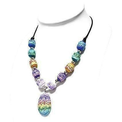 Feshionn IOBI Necklaces Multi Free Spirit Multi-Color Hand Made Polymer Clay Bead Necklace
