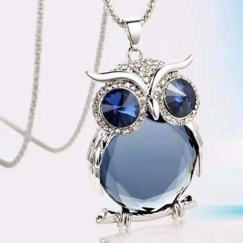 Feshionn IOBI Necklaces "Night Shades" Austrian Crystal Owl Cabochon Pendant Necklace ~ Three Colors to Choose!