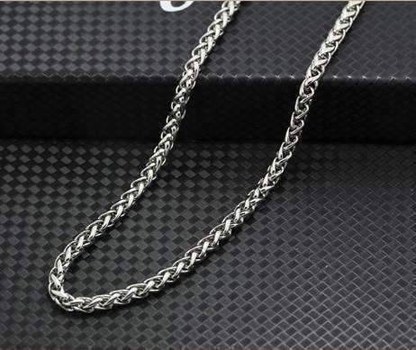 Feshionn IOBI Necklaces Oakland 5mm Stainless Steel Men's Wheat Link Chain Necklace - Two Sizes