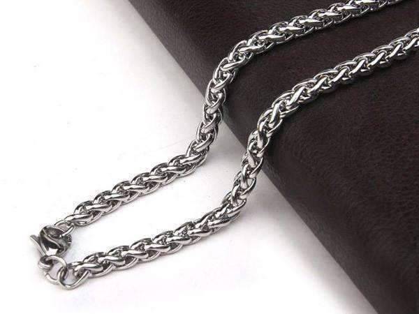 Men's 1.25mm Diamond-Cut Wheat Chain Necklace in Solid 14K White Gold - 18