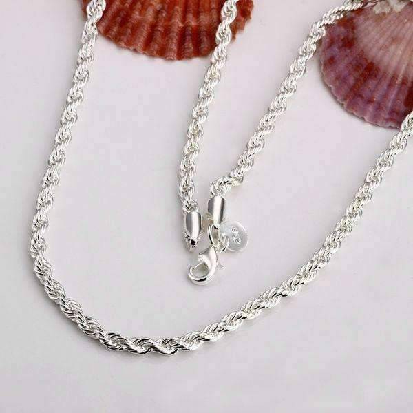 Feshionn IOBI Necklaces ON SALE - Diamond Cut Rope Chain Silver Necklace 18, 20, 22 or 24 inches