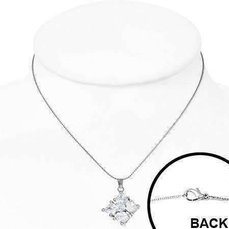 Feshionn IOBI Necklaces ON SALE - "Reflection" Cubic Zirconia Square Pendant Necklace - Available in Two Colors