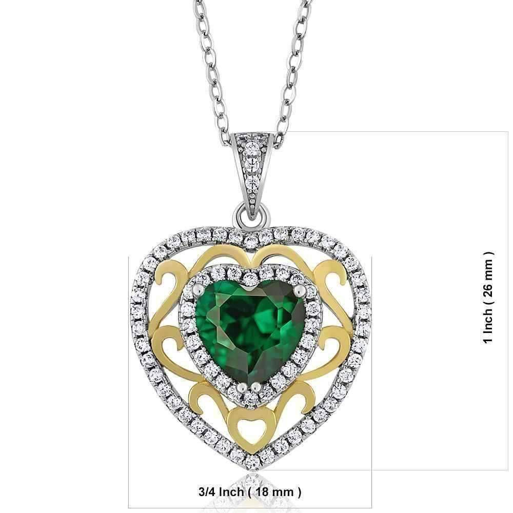 Feshionn IOBI Necklaces ON SALE - Romance Green Nano Emerald Heart IOBI Precious Gems Pendant Necklace