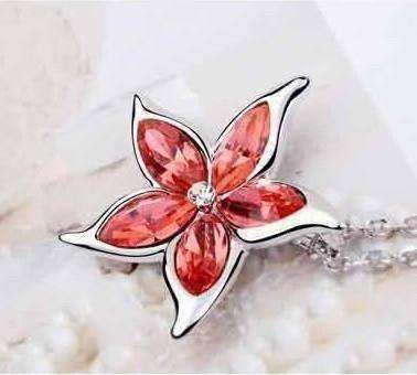 Feshionn IOBI Necklaces Orange Starfish Flower Jewel IOBI Crystals Necklace - Choose Your Color