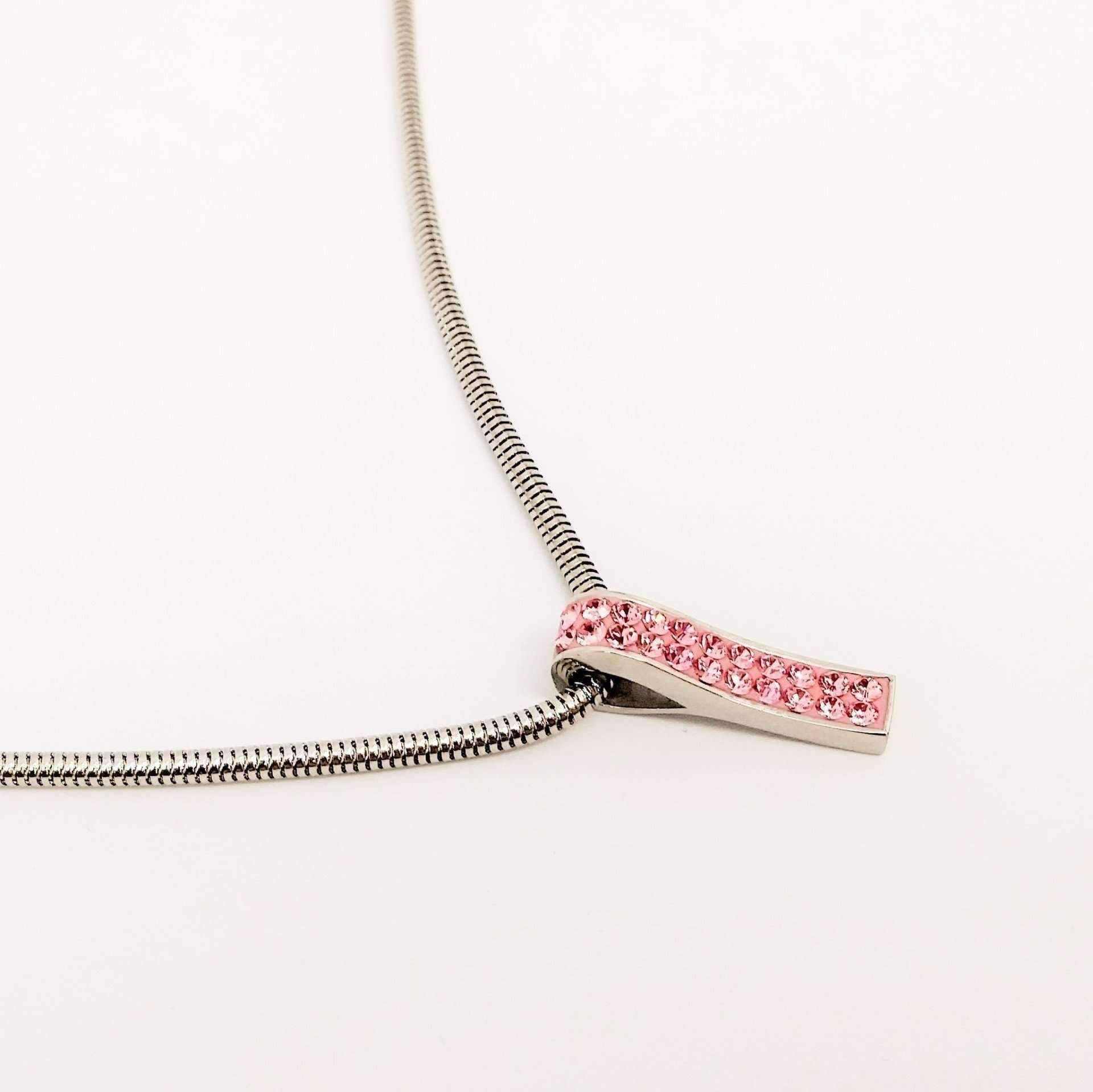 Feshionn IOBI Necklaces Pink IOBI Crystals Bar Ribbon Necklace