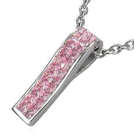 Feshionn IOBI Necklaces Pink Pink IOBI Crystals Bar Ribbon Necklace