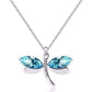 Feshionn IOBI Necklaces Platinum Blue Winged Austrian Crystal Dragonfly Necklace