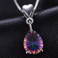 Feshionn IOBI Necklaces Rainbow Fire Genuine Mystic Topaz Pear Cut 2CT IOBI Precious Gems Pendant
