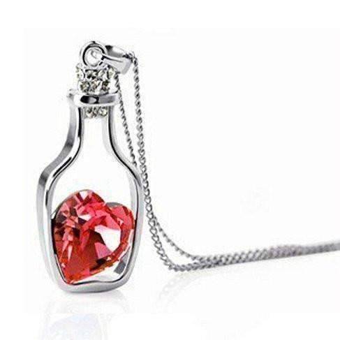 Feshionn IOBI Necklaces Red ON SALE - Bottled Up Love IOBI Crystals Necklace in Lovers Red