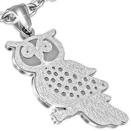 Feshionn IOBI Necklaces Sandblast Owl Pendant Necklace