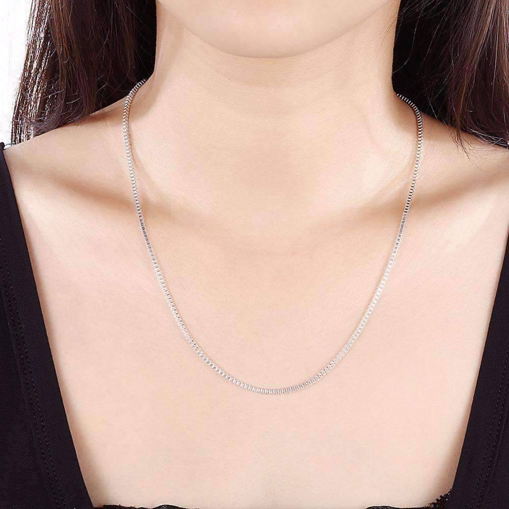 Feshionn IOBI Necklaces Silky Silver Box Link Chain Necklace 18, 20 or 22 inches