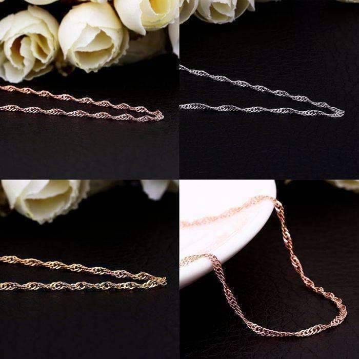 Feshionn IOBI Necklaces Silver 18 inch Fine Singapore Link Chain Necklace in Three Colors