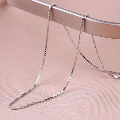 Feshionn IOBI Necklaces Silver 18 inch Sterling Silver Box Chain Necklace