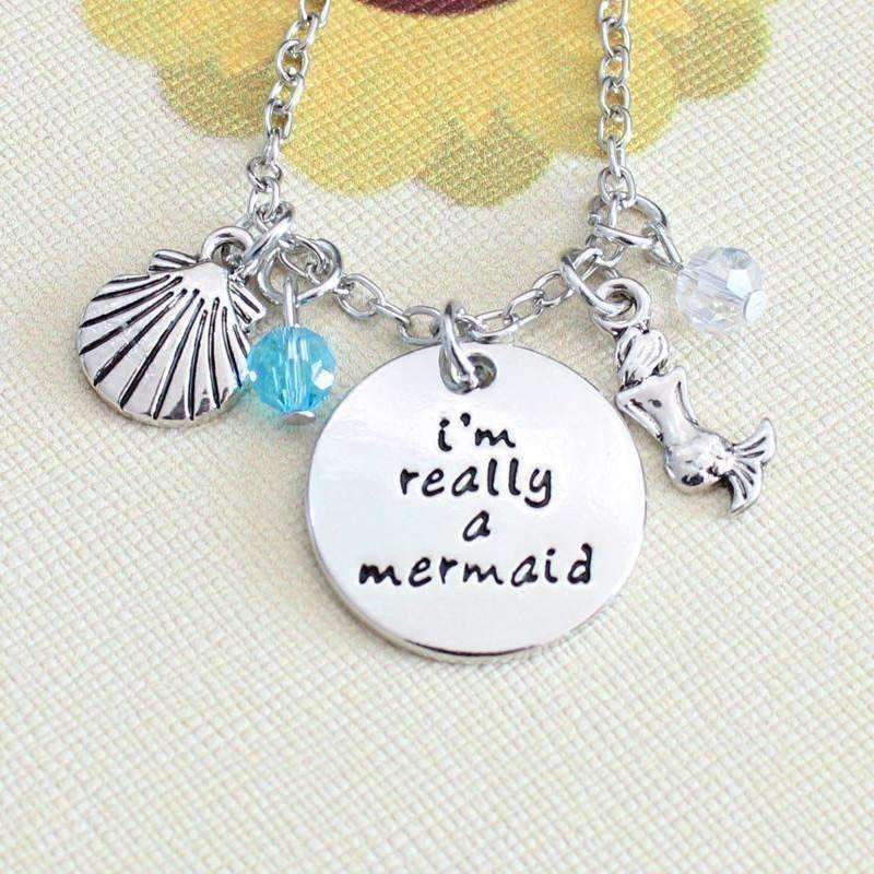 Feshionn IOBI Necklaces Silver ON SALE - "I'm Really A Mermaid" Stamped Pendant & Sea Charm Necklace