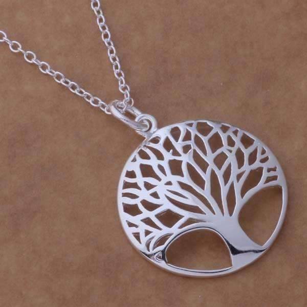 Feshionn IOBI Necklaces Silver Tree of Life Silver Medallion Necklace