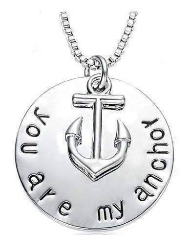 Feshionn IOBI Necklaces Silver "You Are My Anchor" Inspirational Charm Necklace