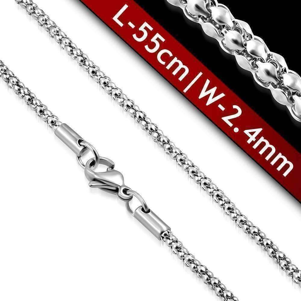 Feshionn IOBI Necklaces Stainless Steel 22 inch Stainless Steel Mini Popcorn Link Style Necklace Chain