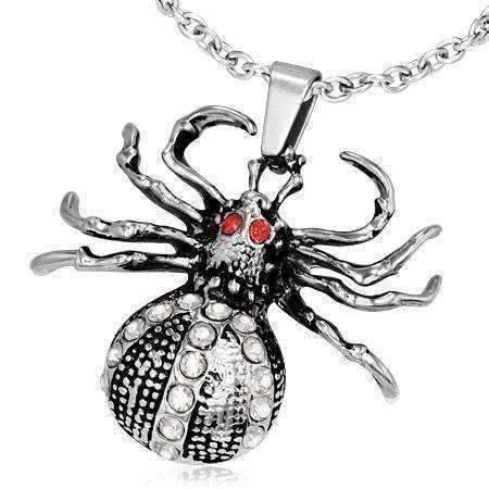 Feshionn IOBI Necklaces Stainless Steel Arachnophobia CZ Stainless Steel Spider Necklace