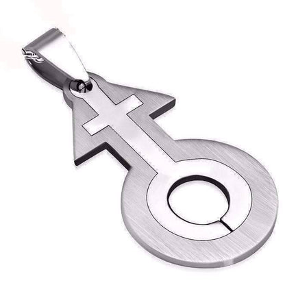 Feshionn IOBI Necklaces Stainless Steel Gender Identity Symbols Stainless Steel 2 Piece Pendant Necklace