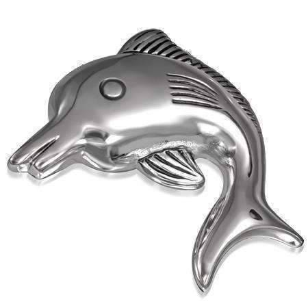 Feshionn IOBI Necklaces Stainless Steel Large Whimsical Dolphin Stainless Steel Pendant Necklace