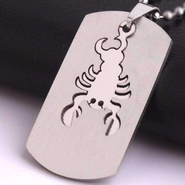 Feshionn IOBI Necklaces Stainless Steel Scorpio 2 Piece Cut-Out Dog Tag Pendant Stainless Steel Necklace