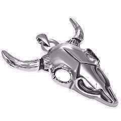 Feshionn IOBI Necklaces Stainless Steel "Tex" Oversized Longhorn Cow Skull Stainless Steel Pendant Necklace