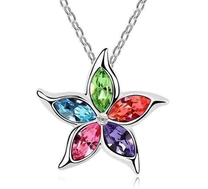 Feshionn IOBI Necklaces Starfish Flower Jewel IOBI Crystals Necklace - Choose Your Color