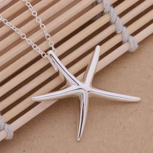 Feshionn IOBI Necklaces Sterling Silver Large Whimsical Starfish Pendant Sterling Silver Necklace