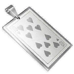 Feshionn IOBI Necklaces Ten of Hearts Casino Poker Playing Cards Stainless Steel Pendant Necklace ~ Your Choice