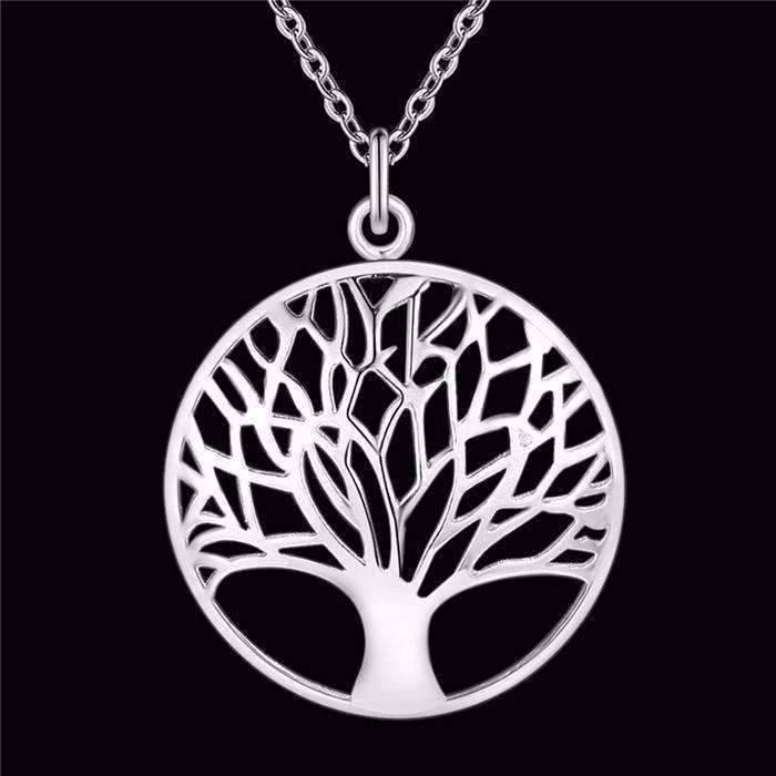 Feshionn IOBI Necklaces Tree of Life Silver Medallion Necklace