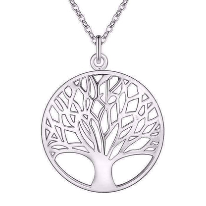 Feshionn IOBI Necklaces Tree of Life Silver Medallion Necklace