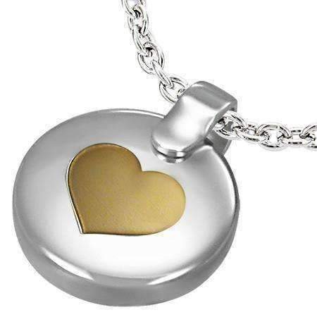 Feshionn IOBI Necklaces Two Tone Heart of Gold Two Tone Stainless Steel Pendant Necklace