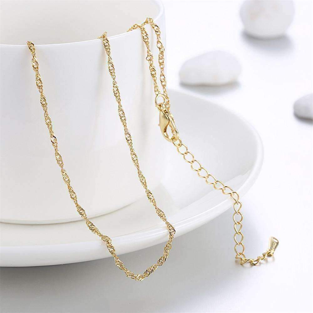 Feshionn IOBI Necklaces Yellow 18 inch Fine Singapore Link Chain Necklace in Three Colors