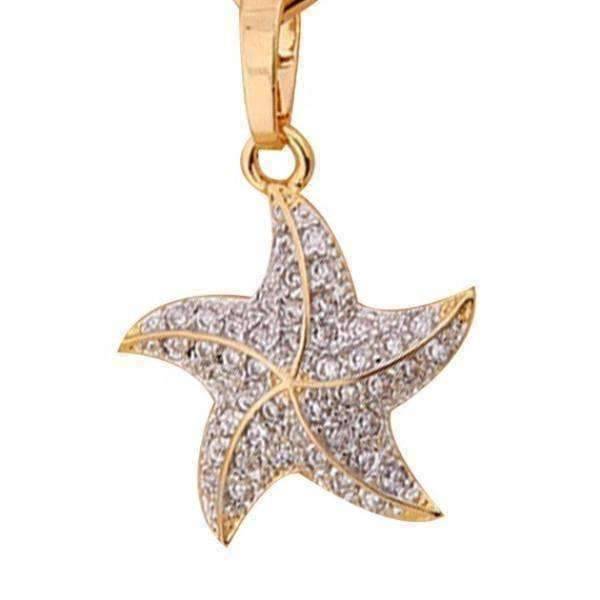 Feshionn IOBI Necklaces Yellow Gold Plated Mini Dancing Micro Pave Starfish Pendant Necklace