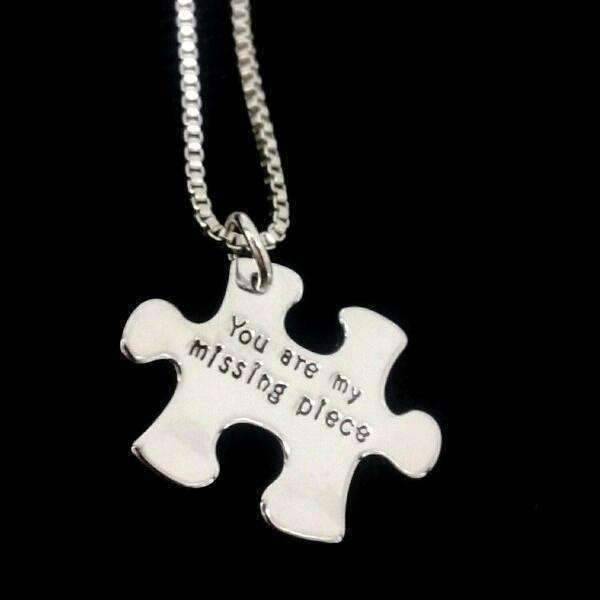 Feshionn IOBI Necklaces "You Are My Missing Piece" Inspirational Stamped Puzzle Charm Necklace