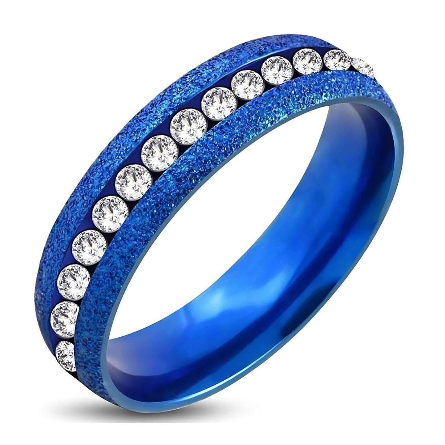 Feshionn IOBI Rings 10 / Blue Blue and White Channel Set CZ Eternity Ring