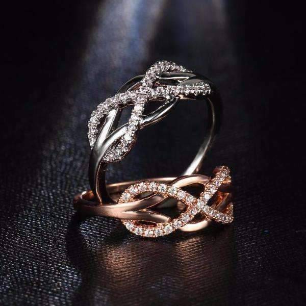 Feshionn IOBI Rings 5.75 / White Gold ON SALE - Continuum Petite Pavé CZ Infinity Symbol Ring in White or Rose Gold