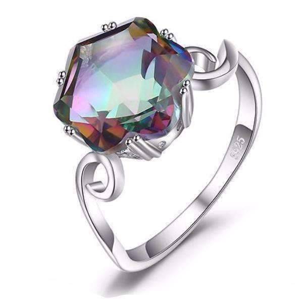 Feshionn IOBI Rings 5 Carnivale 3.2CT Buff Top Crown Rainbow Fire Mystic Topaz IOBI Precious Gems Ring