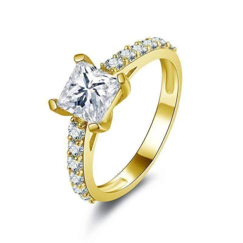 Feshionn IOBI Rings 5 Chantelle 1.25CT Princess Cut Petite Pavé 10K Solid Yellow Gold IOBI Cultured Diamond Ring